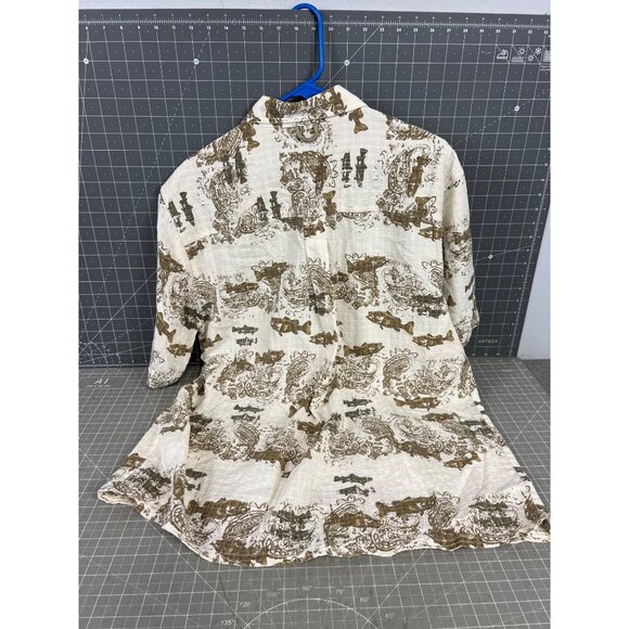 Mens ExOfficio Short Sleeve Shirt Paisley Fish Pattern Vented Lightweight Sz. L - Picture 5 of 5